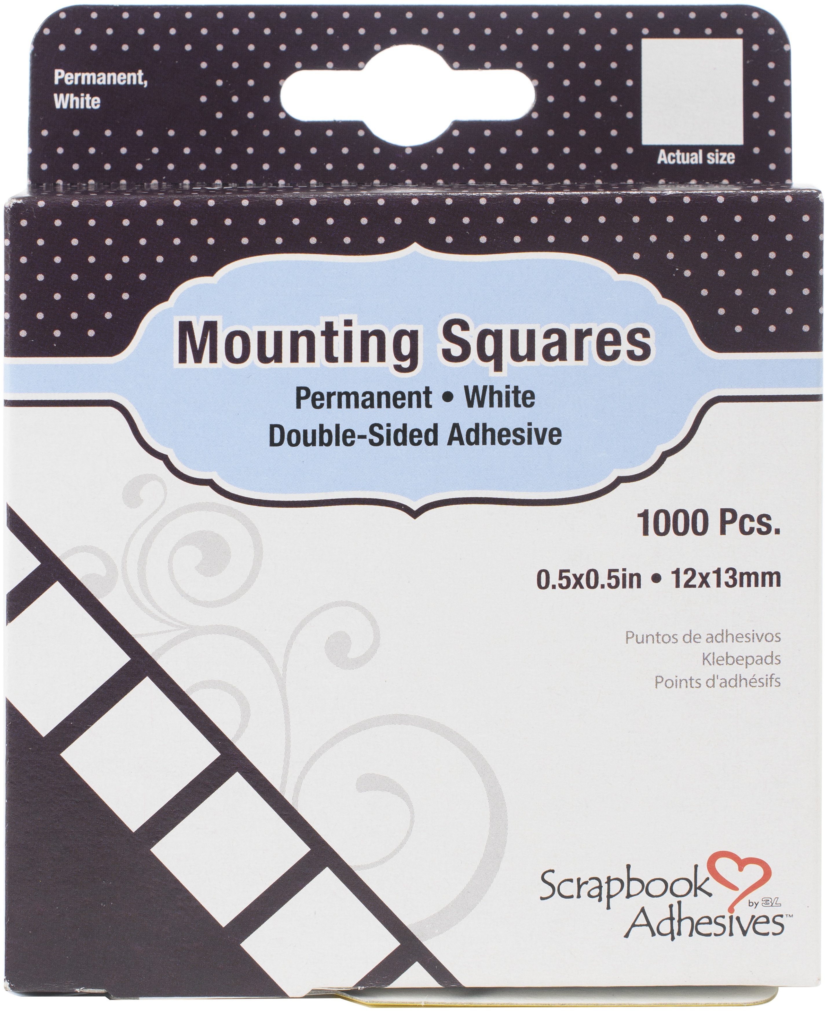 Scrapbook Adhesives Mounting Squares 1000/PkgPermanent, White, .5"X.5