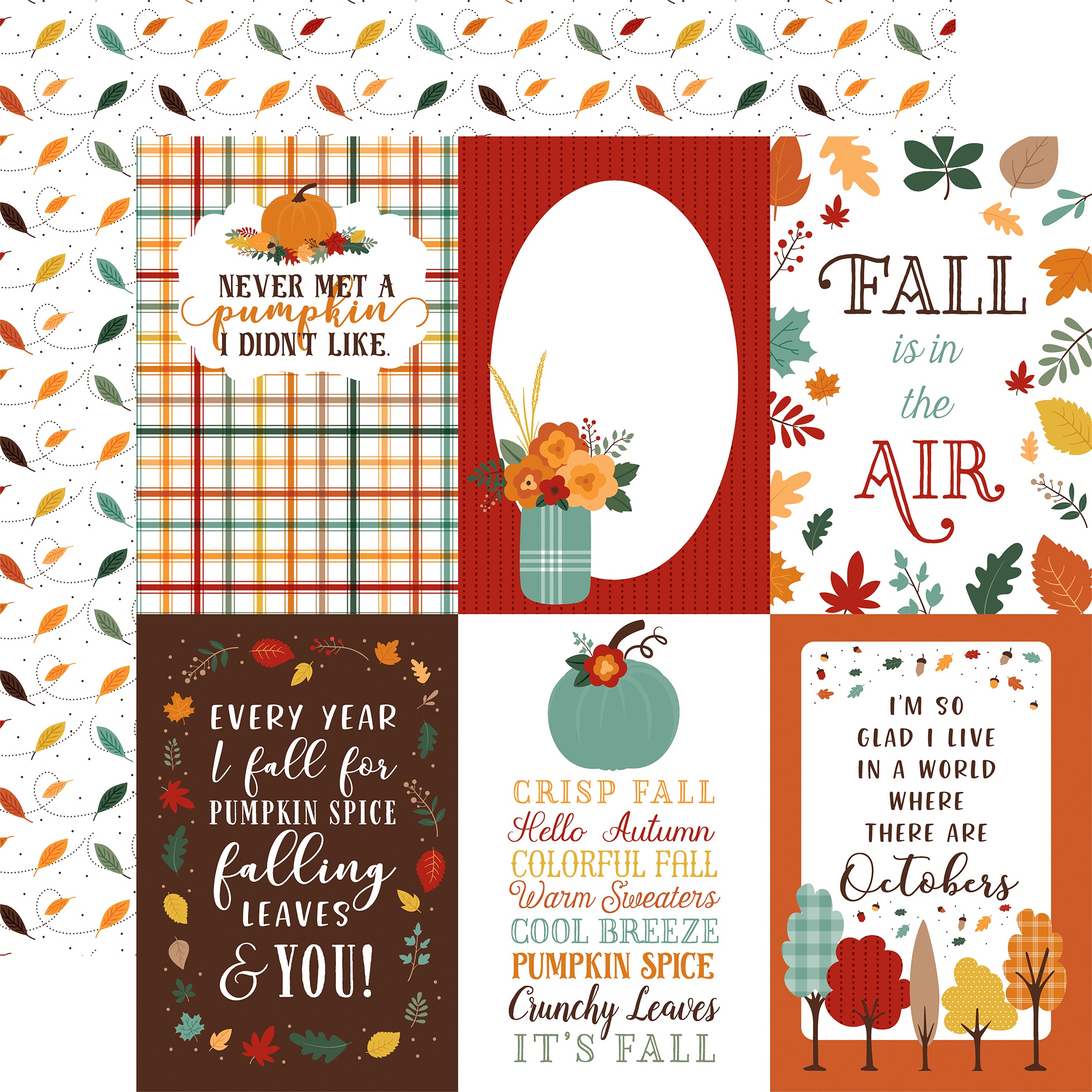 Happy Fall Double Sided Cardstock 12 X12 4 X6 Journaling Cards 