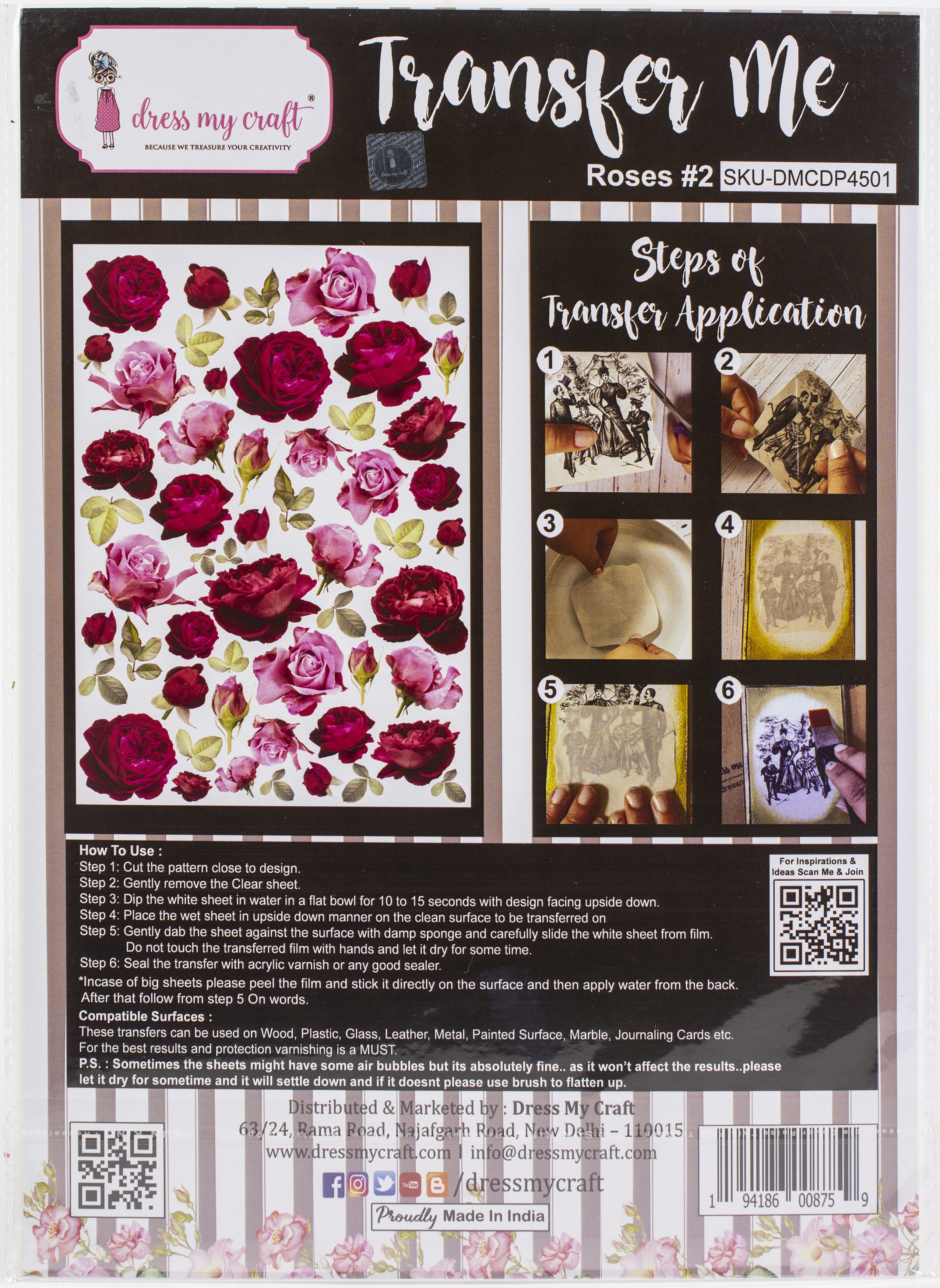 Dress My Craft-Dress Craft Transfer Sheet Me A4-Roses Chicago Mall Max 72% OFF #2
