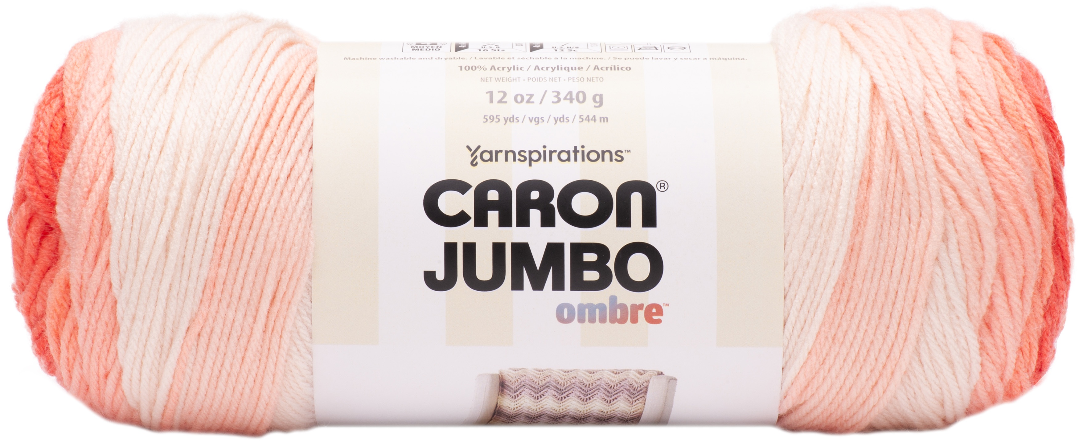 Spinrite Caron Jumbo Print Ombre Yarn-Salmon