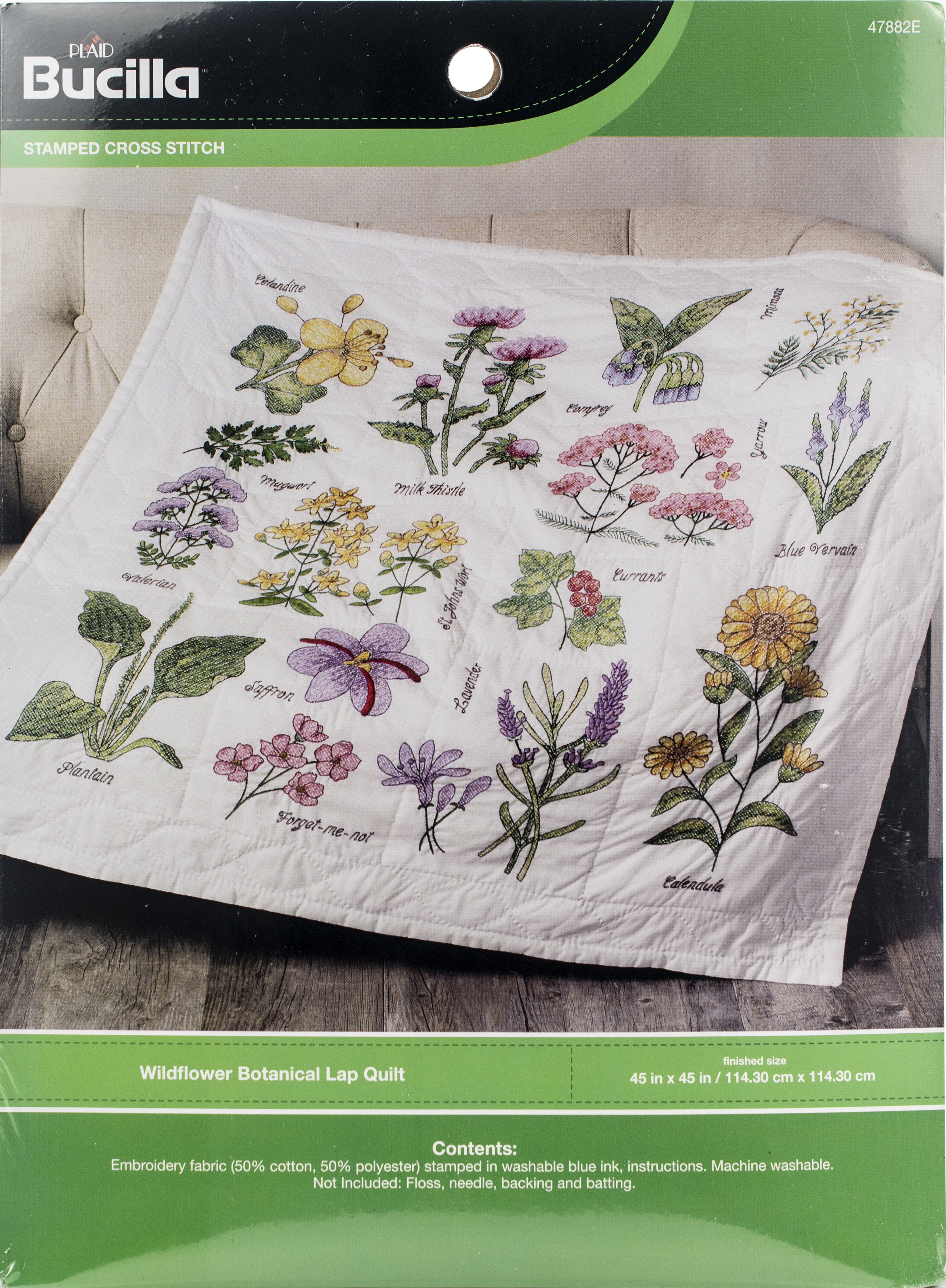 Bucilla Stamped Cross Stitch Lap Quilt Kit 45