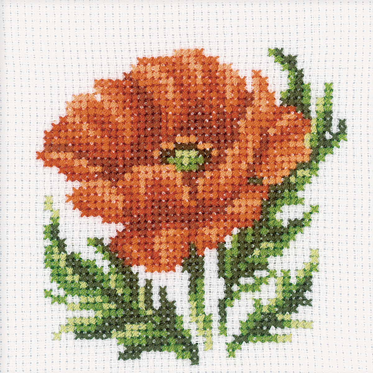 Rto Counted Cross Stitch Kit 4x4 Poppy Flower 14 Count H167 Ebay