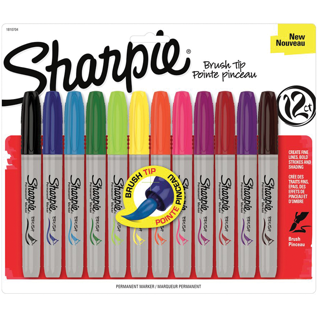 Sharpie Brush Tip Permanent Markers 12/Pkg-Assorted Colors, 1810704 ...