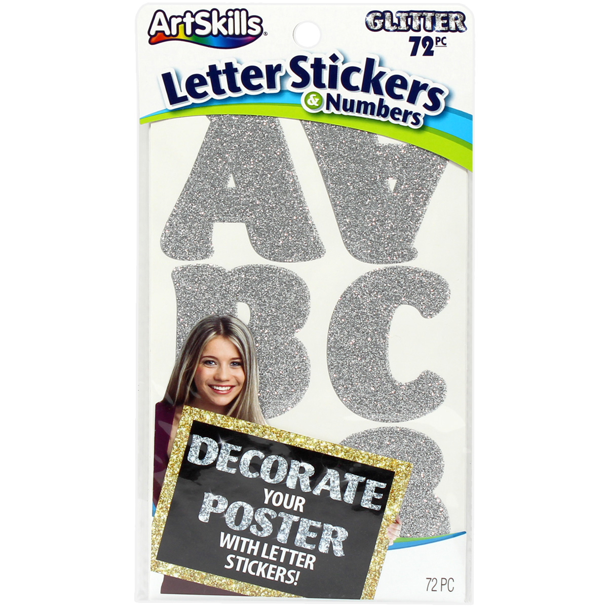 ArtSkills Self-Stick Poster Letters & Numbers 72/Pkg-Silver Glitter ...