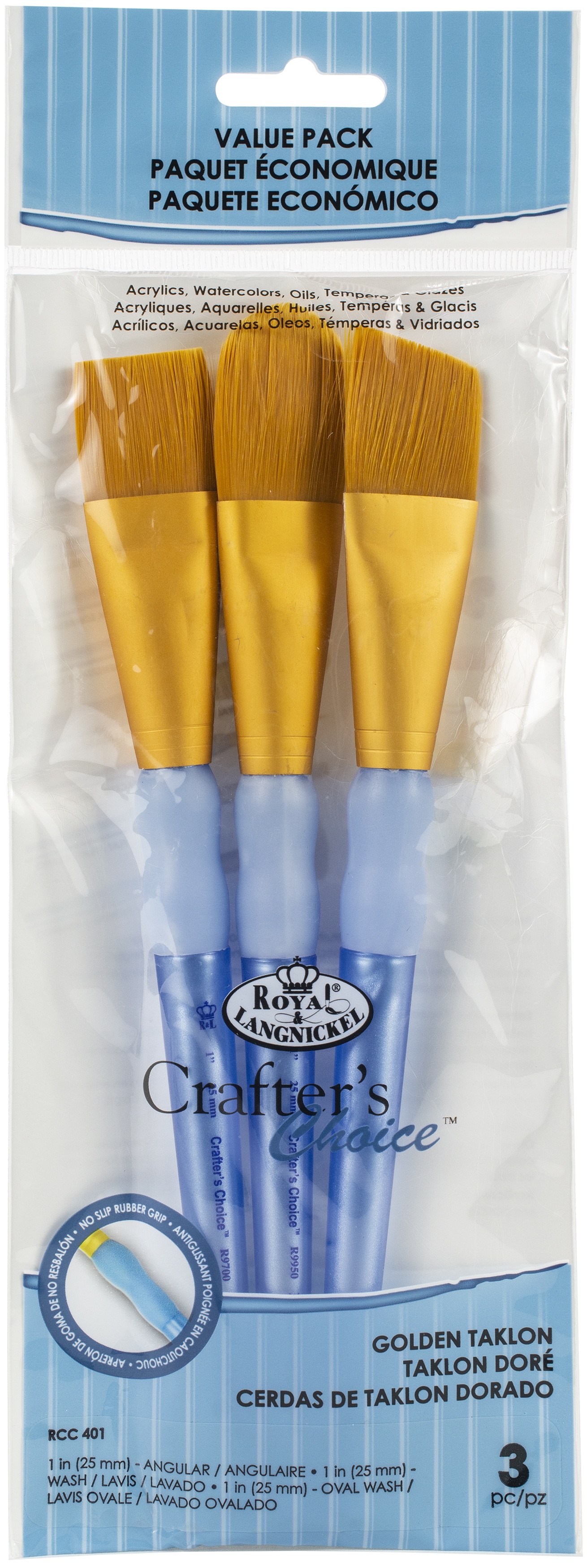 Royal Brush Crafter's Choice Golden Taklon Large Brush Set3/Pkg eBay