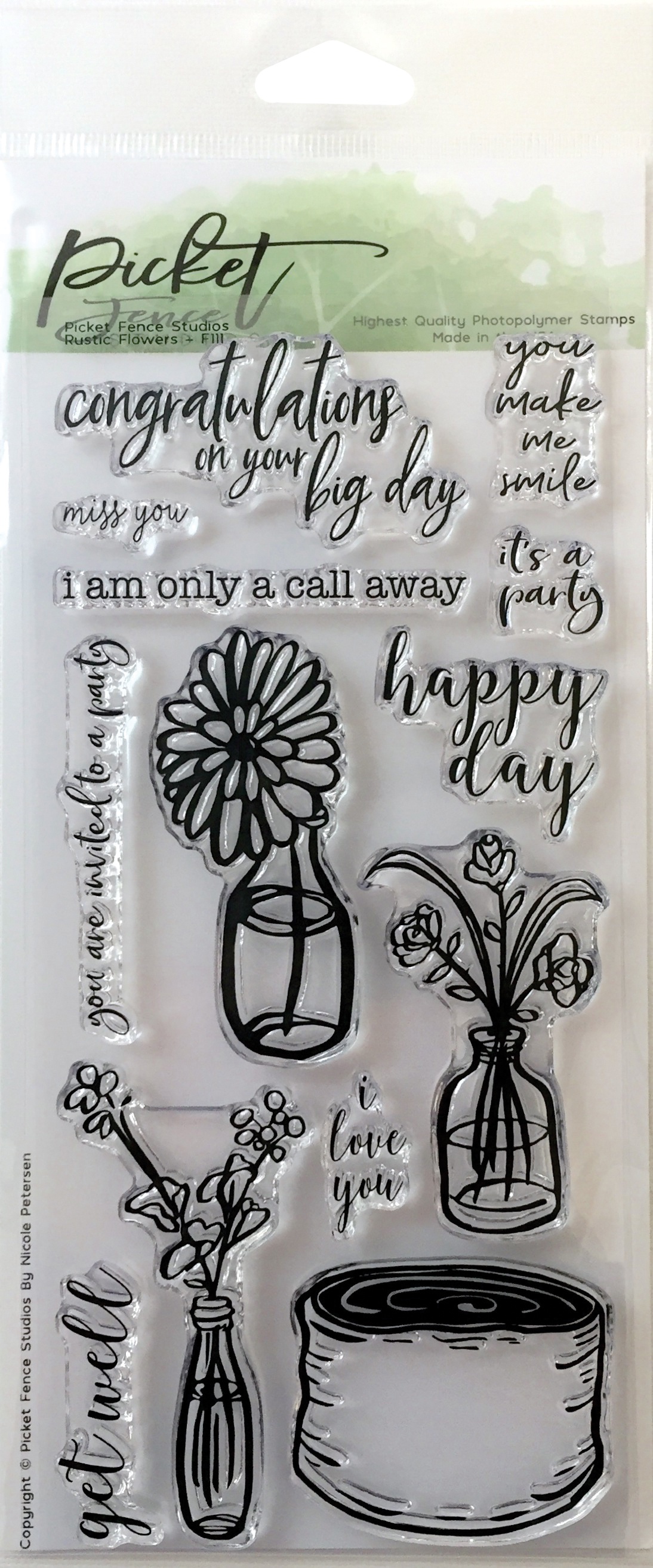 Picket Fence Studios 4"X8" Stamp SetRustic Floral eBay