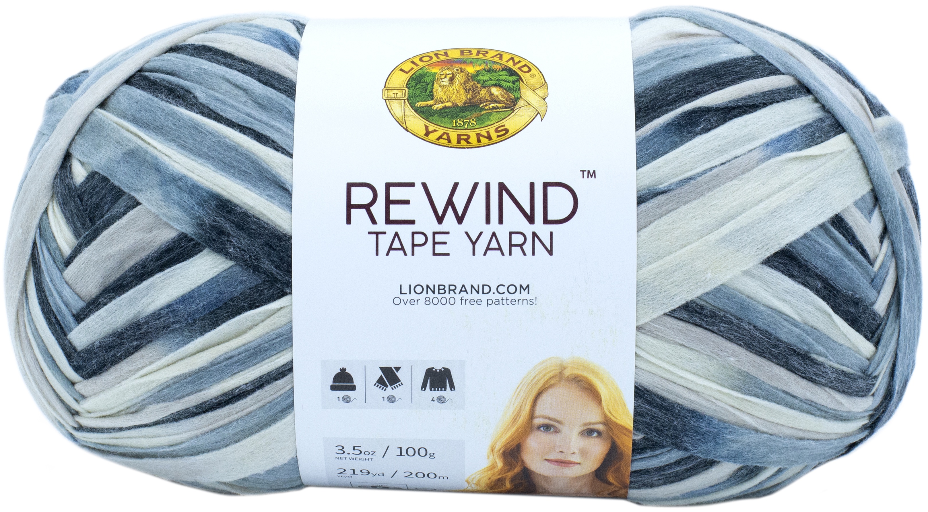 lion brand rewind yarn size
