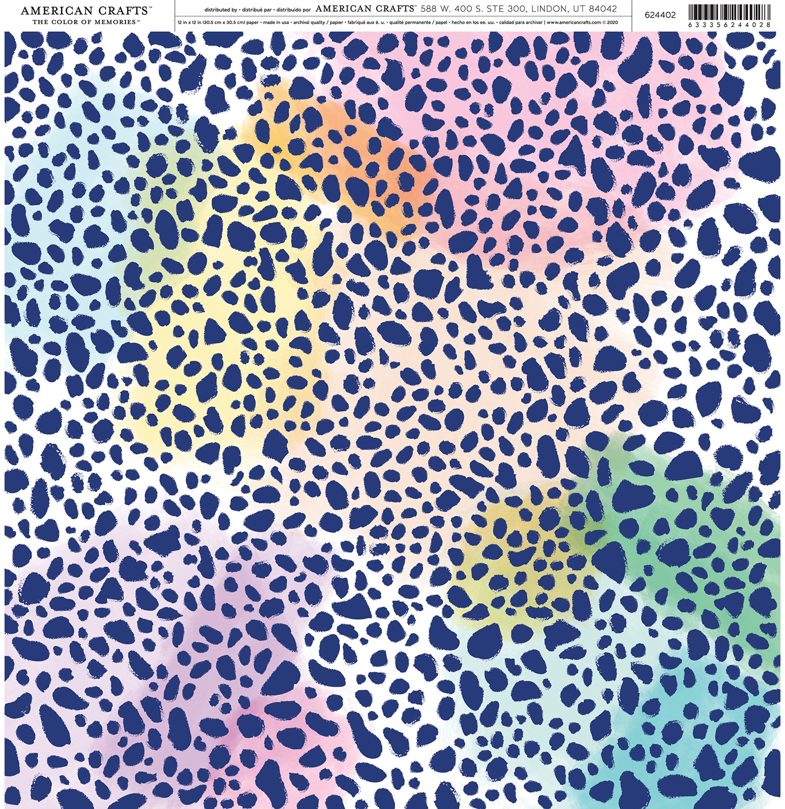 American Crafts Patterned Single-Sided Cardstock 12"X12"-Colorful Animal Print